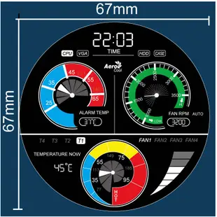 AeroCool 愛樂酷 Powerwatch 黑 液晶數位化監控面板 溫度監控面板 監控主機系統 溫度變化/風扇轉速