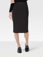 Black Knee Length Straight Skirt