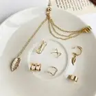 7x Ear Clip Earrings Tassel Chain No Piercing Bohemian Geometric Leaf Gift for