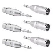 1/4 TRS to XLR Adapter for Microphone Mixer 6 Pack 3 Pairs Silver 3 XLR Male ...