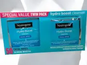 Neutrogena Hydro Boost Cleanser Facial Wipes Hyaluronic Acid Twin Pack 50 NEW