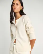 [Jag] Jag Women's Long Sleeve Wool Cardigan Sweater In Milk White Size 14 14 White