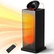 Heater 2000W, ECO Electric Heater with 90°Oscillation, Thermostat, 24H Timer, Low Energy, LED Touch, Remote Control, 4 Modes, Overheating Protection, Auto Off, Fan Heater for home (QN12)