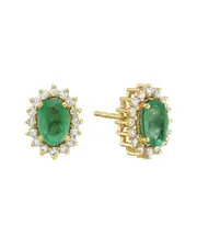 Forever Creations 14K 1.10 ct. tw. Diamond & Emerald Earrings