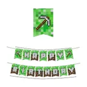 Minecraft Birthday Banner Party Birthday Supplies Room Decoration