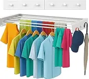 Cungo Essentials, Laundry Rack Wall Mounted, Laundry Drying Rack Wall Mount, Extending Laundry Rack, 6 Hooks, 5 Rods, (31.5", White)
