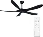 Black Ceiling Fan No Light with Remote 5 Solid Wood Blades Reversible 60 Inch