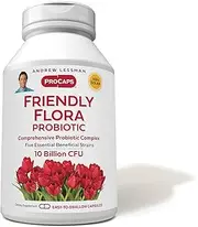 Andrew Lessman Friendly Flora Probiotic 90 Capsules – 10 Billion CFU, Comprehensive Blend of Five Probiotic Strains, Powerful Immune and Digestive Support. Probiotics for Women or Men