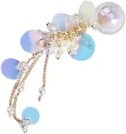 OSOLADY 1pc Colorful Crystal Ball Nail Decoration Mermaid Pearl Fingertip Decor with Sequined Chain Tassel for DIY Nail Art Elegant Manicure Accessory for Home Crafts
