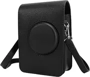 Camera Bag for Mini Evo, PU Leather Protective Case with Adjustable Shoulder Strap, Timeless Retro Style Camera Pouch Case for Instax Mini Evo Instant Camera (Black)