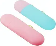 COSMEVIVI Portable PP Toothbrush and Toothpaste Holder Case Travel Wash Storage Box for Camping and Business Trips Pink Light Blue Travel Essentials for Hygiene