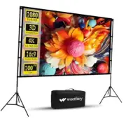 Projector Screen with Stand, 100 inch Foldable and Portable Projection Screen