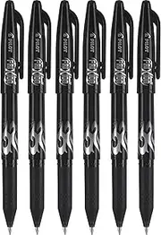 Pilot FriXion Ball 0.7mm Erasable Gel Pens, Fine Point, Black Ink, Pack Of 6