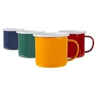 Coloured Enamel Mugs Steel Outdoor Camping Tea Coffee Cup 375ml 4 Colours