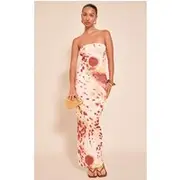 Multi Onion Skin Bandeau Print Maxi Dress, Multi