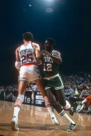 Sidney Wicks Boston Celtics collides with Mitch Kupchak Washington- Old Photo
