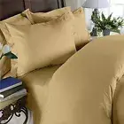 1500 Thread Count 100% Egyptian Cotton Bed Sheet Set, OLYMPIC QUEEN, Gold Solid