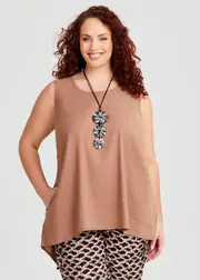 [TS] Taking Shape Linen Swing Tunic Size 16 in Clay - Plus Size Women's Clothing Clay