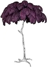 Modern Ostrich Feather Floor Lamp, Feather Shade, LED Bulb with 3 Colors, Standing Light for Living Room, Bedroom,deep Purple,60x55cm/24x22in (Desk lamp)