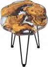Crystal Clear Epoxy Resin Natural Edge Wood end Table, Wood Resin Side Table