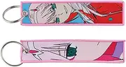 [Pinstant] Darling In The Franxx Code:002 Nine Iota Zero Two Manga Anime Keychain Key Tag Chain Fob Ring, Pink, 5.1 x 1.2 inches