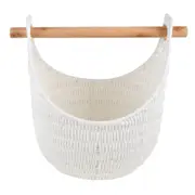 Maine & Crawford Hazel 43cm Storage Basket Organiser w/ Wood Handle Large White