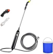 Stainl Steel Water Hose Sprayer Wand Spray Adjustable Electric Handheld Retractable 23 Inch Watering Sprayer Wand with 9.8 Feet Hose, 2 Nozzle, Filter Net and 11L Bucket