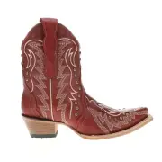 Corral Boots Embroidered Studded Snip Toe Cowboy Booties Womens Red Casual Boots