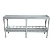Bahama 160x80cm Console Table w/ Glass Top Rectangle Large Furniture French Blue