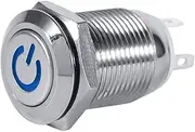 12mm LED Power Push Button Switch Metal Momentary Type for Automotive and Marine Use (Blue)