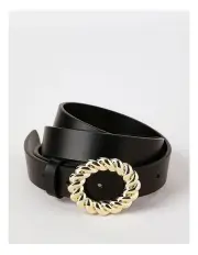 [Piper] Miranda Oval Buckle Belt in Black