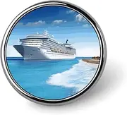 [FZMVSQH] Seaside Cruise Ship Printed Round Button Pin Badges Metal Pinback Buttons 1 Inch Pins for Hat Shirt Clothing Bags Decoration, Circular, Aluminum, Circular, Aluminum