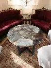 24" Gray Epoxy Resin Round Console Table Modern Hotel Furniture Hallway Decors