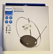 Philips Rabbit Ears Indoor TV Antenna, Dipoles and Circular Loop, Tabletop An...
