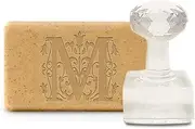 CRASPIRE Handmade Soap Stamp Letter M Acrylic Soap Stamp with 1.57" Removable Handle Embossing Soap Stamps Soap Making for Cookie Clay Pottery Biscuits Gummier DIY Arts Crafts