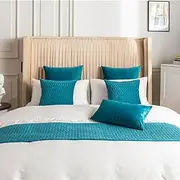 Velvet Pleated Texture Bed Runner Scarf Solid Color Both Sides Bed Tail Towel Hotel Home Bed Scarves Modern Fashion No Fading Bedding Protection,A-1*Pillowcase