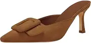 [VETASTE] Women's Heeled Mules Pointed Toe Suede Buckle Slip On Sandals Kitten Heels Party Wedding Shoes
