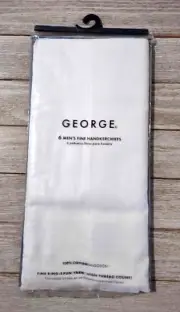 George Handkerchiefs Cotton Fine Ring-Spun Yarn Hankies Womens/Mens 6 Pack