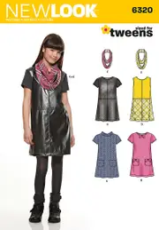 New Look Sewing Pattern 6320 N6320 Girls' Dress or Jumper and Scarf