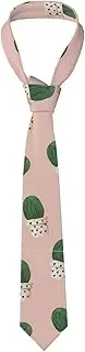 [CADREWY] Cactus Print Soft Men Necktie Classic Tie For Weddings And Special Occasions Ties Business, Black