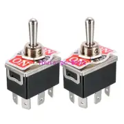 2 x Black DPDT 3 Position ON/OFF/ON Momentary 6 Terminals Toggle Switch