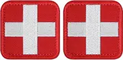 LIVANS Medic Cross Morale Patch, Medical White Cross First Aid Patch Tactical Hook and Loop EMT Patches 2 Packs for IFAK Plate Carrier Backpacks