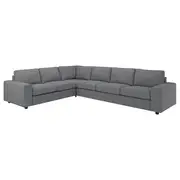 VIMLE corner sofa, 5-seat, with wide armrests/Lejde grey/black