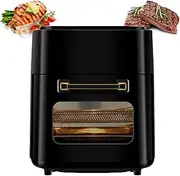 Air Fryer Toaster Oven Combo, 1400W Rapid Hot Air Fryer with Visible Window, Digital Touchscreen with 8 Presets, Mini Electric Oven Grill, 360°Hot Air Circulation Technology Black
