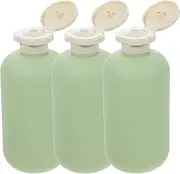 SOLUSTRE 3Pcs 300ML Plastic Bottles with Flip Cap Empty Squeeze Bottles Refillable Travel Bottles Green Squeeze Lotion Containers for Creams Lotion Shampoo