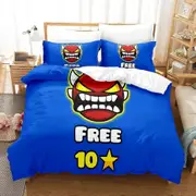 a883 Bed Sheets Geometry Dash Bedding Set Duvet Cover Comforter Bed Set Quilt Cover Pillowcase Boys Girls Adults3-Piece Bedding Set (1 Duvet Cover +
