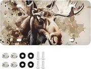 YXYZRMY License Plate Moose Head Retro Aluminum Decorative Car Front License Plates 6” × 12”
