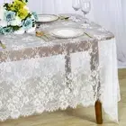 Rectangular 60x120 Inch White Lace Overlays Rustic Table Cloth Runner Thanksgivi