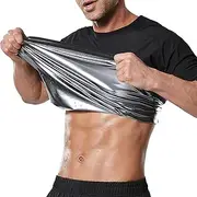 Towintec Sauna Shirt Men's Corset Waist Shapewear Short Sleeve Slimming T-Shirt Men Tummy Control Short Sleeve Sauna Suit Men Sweat Hot Suits Compression Shirt for Gym Exercise
