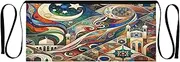 [Joitme] Colorful Crescent Art Mosaic Apron with Pockets for Women, Short Apron with Pockets, Aprons with Pockets, Colorful Crescent Art Mosaic